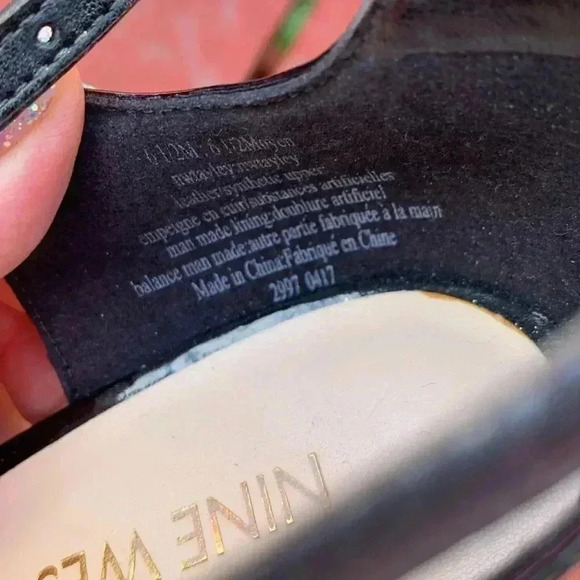 Nine West Black Stiletto Strappy Heels w both Patent  Leather/Leather - Picture 6 of 8